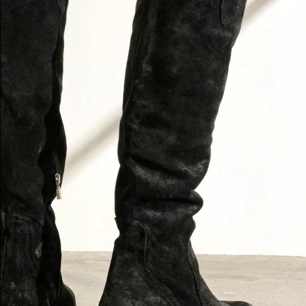 Free People Tall Night & Day Chelsea Boot Distressed Black Leather Zipper - Picture 6 of 11